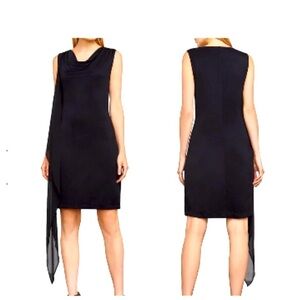 BCBGMaxAzria Malory Women's Cascade Side Drape Dress Black Size XXS